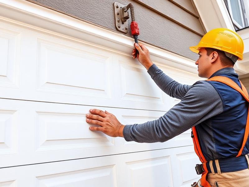 Garage Door Vader professional technician installing a new garage door panel with expert precision